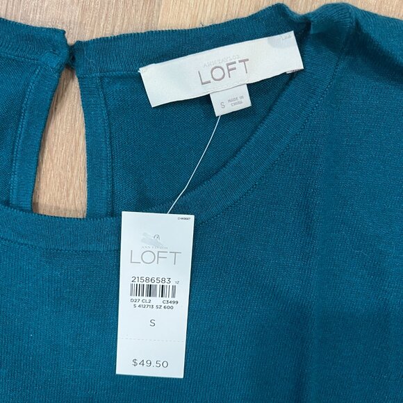 NWT Ann Taylor LOFT Green Teal Short Sleeve Knit Top Blouse Size Small - Picture 4 of 6